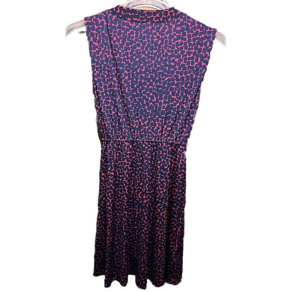 BCBGMaxazria Wrap Dress Women’s Size XS Red Blue V-neck Pleated Knee Length - Picture 2 of 9